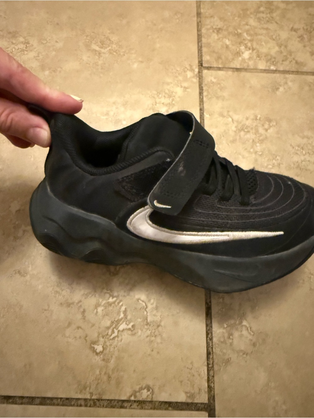 Nike Kids Black Sneakers with Silver Swoosh
